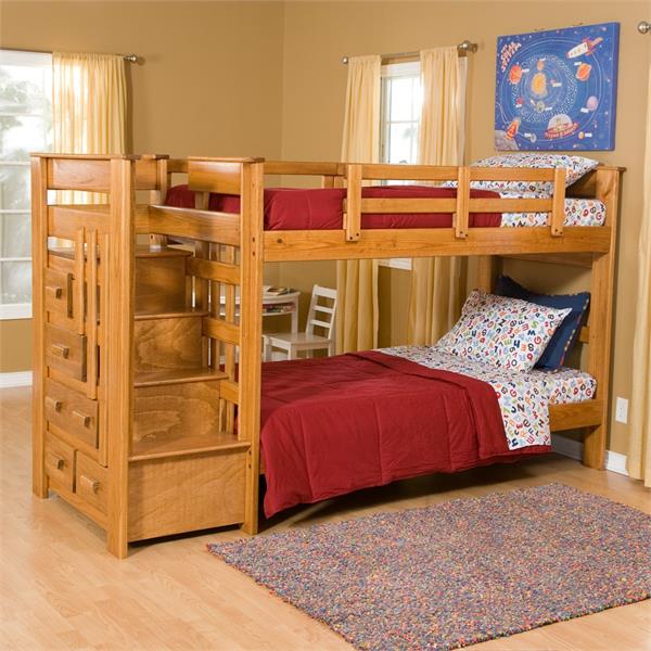 Simply Bunk Bed Twintwin Staircase Chestnut 7375