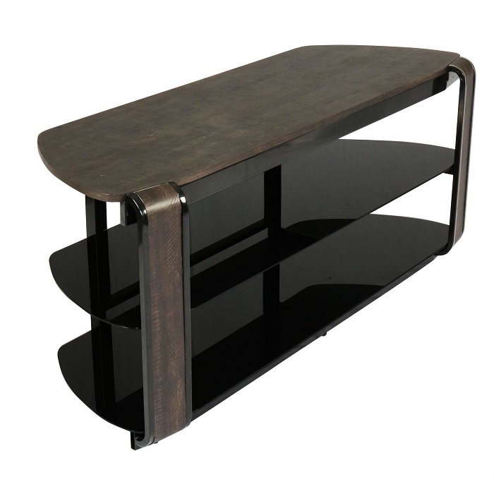 INNOVEX TV STAND WOOD TOP WITH GLASS SHELVES